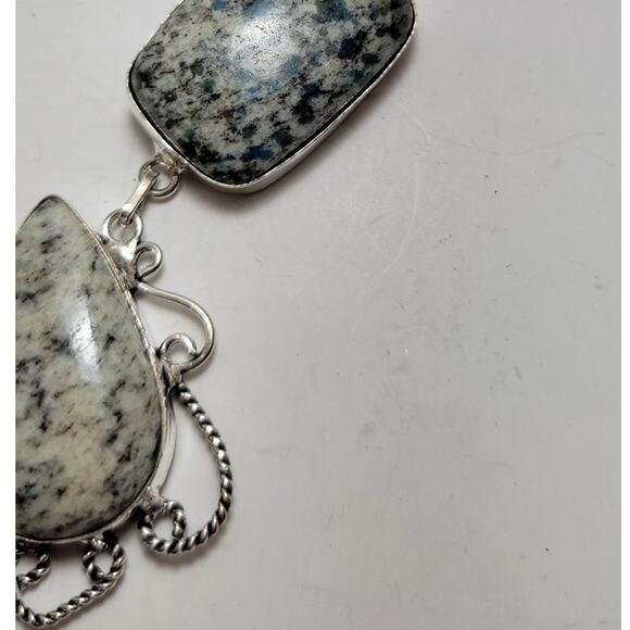 Natural Granite Sterling Silver Statement Necklace - 22 Inches - Picture 5 of 11